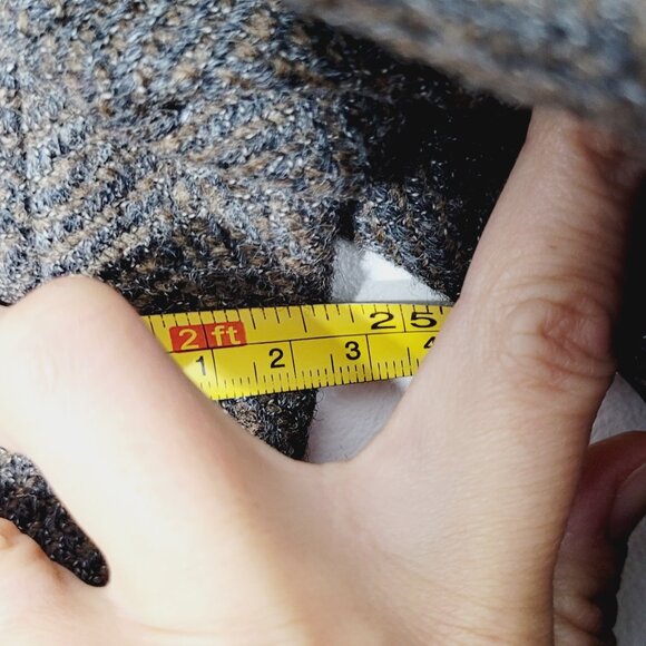 Perry Ellis Brown Grey Tweed 100% Wool Professor Business Casual Blazer Size 42 - Picture 13 of 14